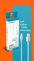 كبل شحن أيفون قصير (7G/6G/5S) لينك كج (2أمبير/0.3متر) LKCB-16