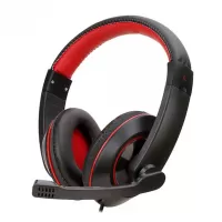 سماعة رأس SOYTO SY722 ستريو محيطية للألعاب مع ميكروفون، اللون الأسود مع الأحمر