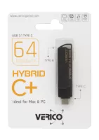 فلاشة ڤريكو مخرج تايب سي 64 جيغا USB 3.1 TYPE C HYBRID C PLUS