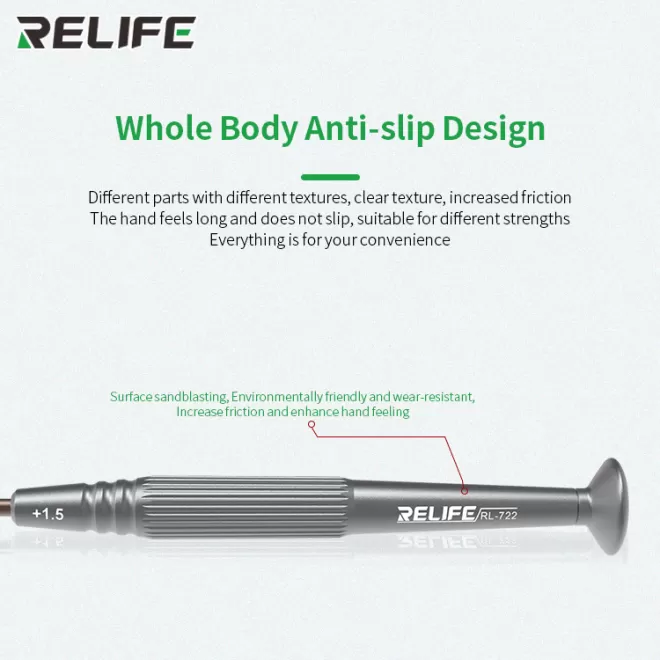 مفك براغي ريلايف ذات قبضة مريحة, متطور و خفيف الوزن شكل (0.8) لأجهزة الأيفون ...RELIFE RL-722